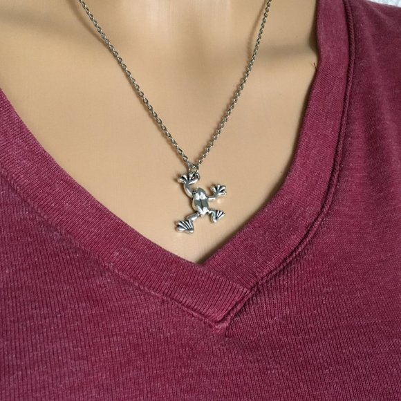 Frog Charm Necklace Tibetan Silver Plated Stainless Steel Unisex BOHO 4for$20 - Picture 3 of 5